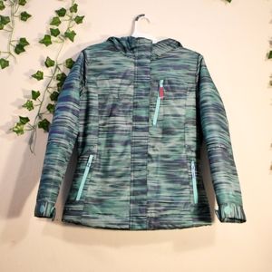 Kids Champion Coat | Blue & Green Striped | Size 7/8 | NWOT